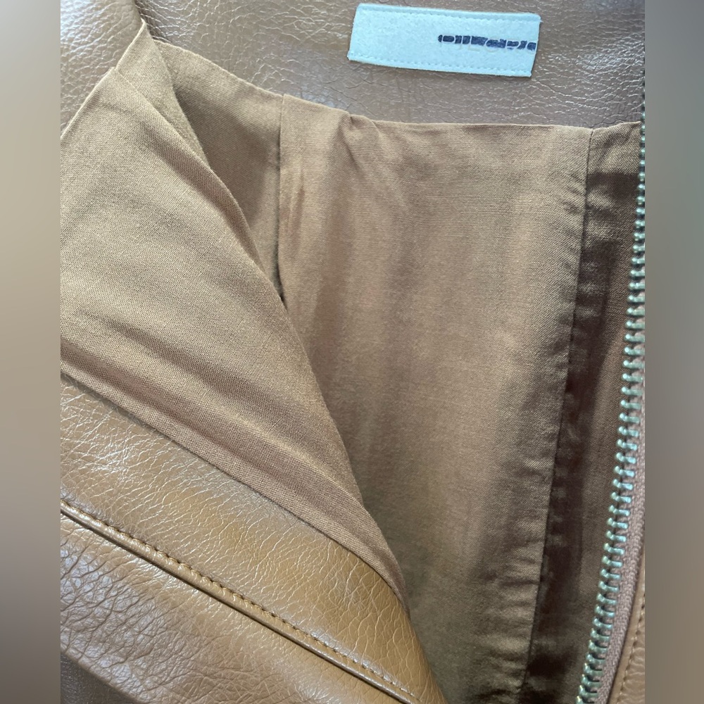 Anthropologie Brown Faux Leather Mini Skirt Y2K Minimalist Preppy Size 4 NWT - Picture 6 of 7